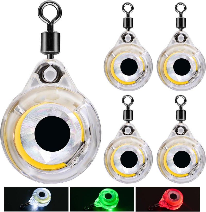 DunkTeam LED Underwater Fishing Lures，LED Lighted Bait Flasher，Deep Drop Fishing Lures，Fish Eye Attractive Light Bait Lure Lamp 5PCS - Image 1